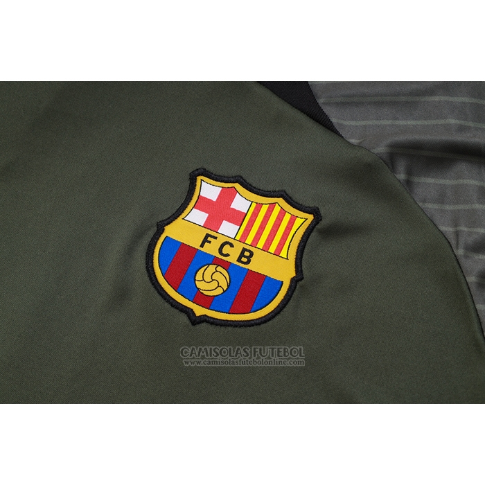 Fato de Treino Barcelona Manga Curta 2023-2024 Verde Oscuro - Calcas Curta